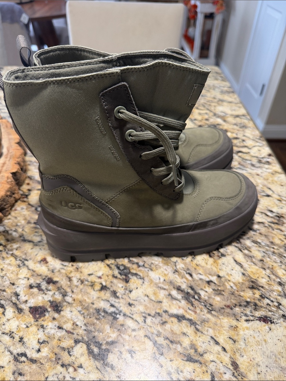 UGG Olive and Brown Lace-Up Winter Boots